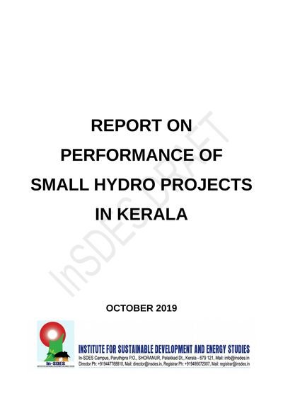 Draft report on Performance of small hydro projects in Kerala